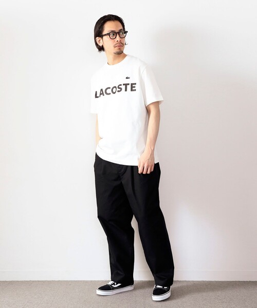 LACOSTE（ラコステ）の「LACOSTE / ヘビーウェイト ブランドネーム ロゴTシャツ（Tシャツ/カットソー・メンズ・ホワイト/ブラック/ネイビー・2/4/3/5）」の4枚目の写真