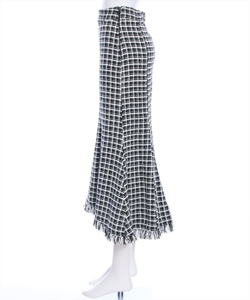 clear（クリア）の「ツイード裾フリンジマーメイドスカート[低身長用サイズ有]（スカート・レディース・グリーン/ブラック・S/M/XS）」の4枚目の写真