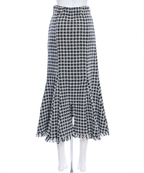 clear（クリア）の「ツイード裾フリンジマーメイドスカート[低身長用サイズ有]（スカート・レディース・グリーン/ブラック・S/M/XS）」の6枚目の写真