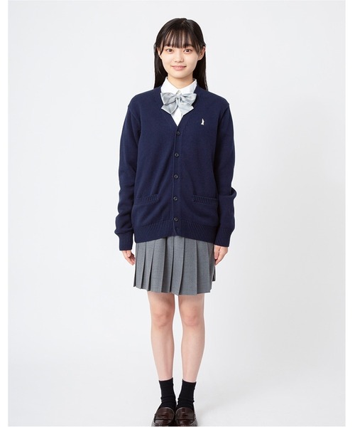 カーディガン 綿 7G 【パール女神】 スクール ニット 中学生 高校生