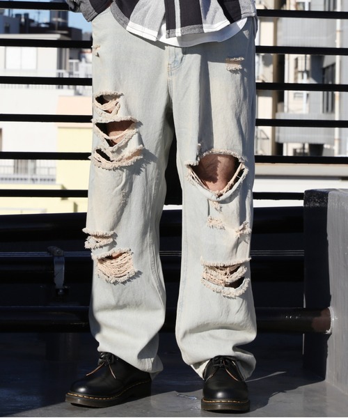 VETEMENTS 23ss 希少 ダメージ レイヤード バギーパンツ VETEMENTS (ヴェトモン) 23SS Destroy Denim Pants デストロイ