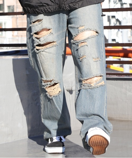 ８(eight)（エイト）の「ダメージデニムバギーパンツ（デニムパンツ・メンズ・ブラック/ブルー系その他/ブルー系その他2・MEDIUM/LARGE）」の13枚目の写真