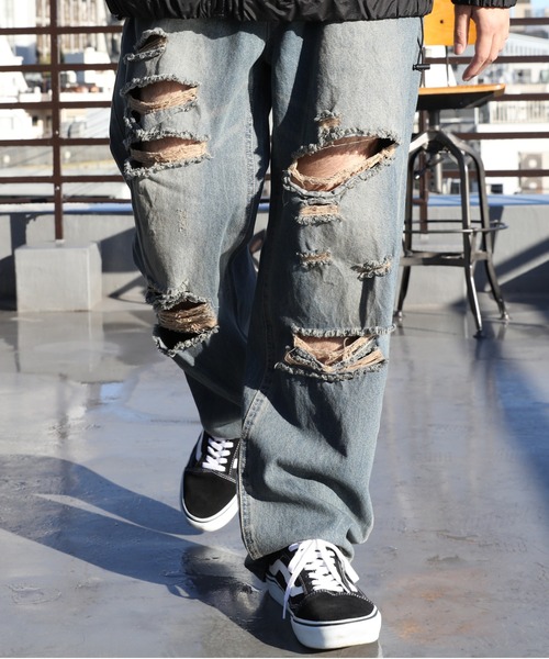 ８(eight)（エイト）の「ダメージデニムバギーパンツ（デニムパンツ・メンズ・ブラック/ブルー系その他/ブルー系その他2・MEDIUM/LARGE）」の14枚目の写真