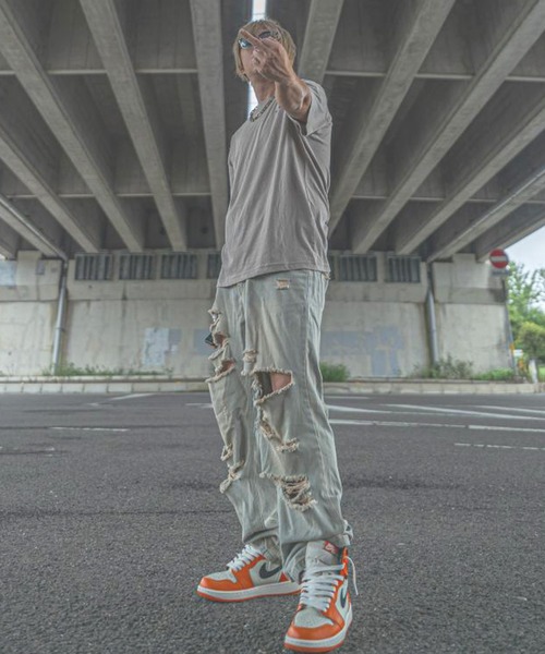 ８(eight)（エイト）の「ダメージデニムバギーパンツ（デニムパンツ・メンズ・ブラック/ブルー系その他/ブルー系その他2・MEDIUM/LARGE）」の7枚目の写真