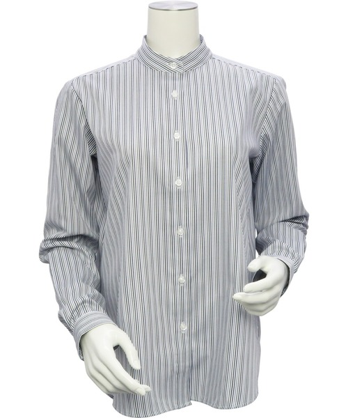 TOKYO SHIRTS（トウキョウシャツ）の「形態安定ノーアイロン スタンド 長袖ビジネスワイシャツ（ビジネスシャツ・レディース・グレー・L/LL/M）」の2枚目の写真