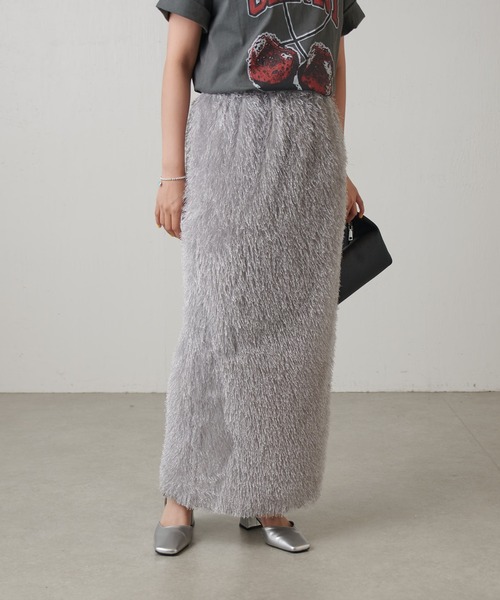 Lui's（ルイス）の「フリンジナロースカート（スカート・レディース・ライトグレー/チャコールグレー/オフホワイト・FREE）」の3枚目の写真