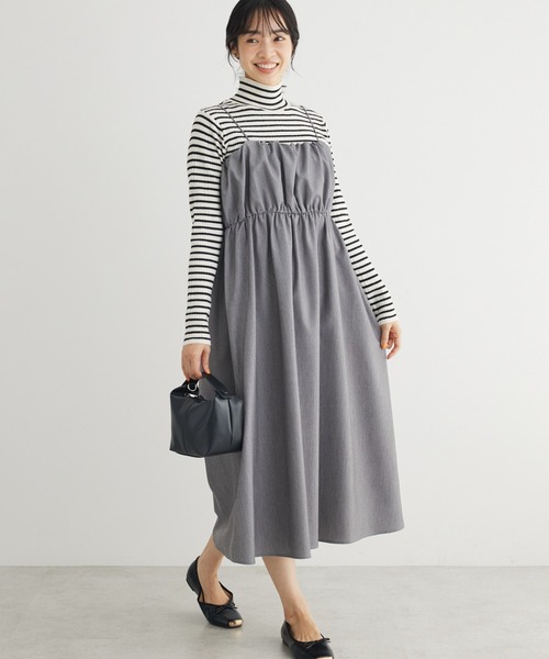 ELENCARE DUE(エレンカーレデュエ)の「・ELENCARE DUE ギャザーキャミワンピース(ワンピース・レディース・ブラック/グレー/カーキ系1・FREE)」の3枚目の写真