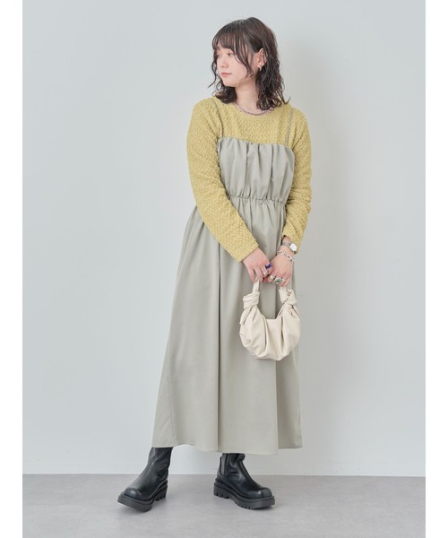 ELENCARE DUE(エレンカーレデュエ)の「・ELENCARE DUE ギャザーキャミワンピース(ワンピース・レディース・ブラック/グレー/カーキ系1・FREE)」の4枚目の写真