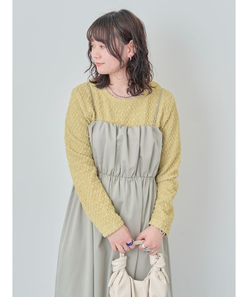 ELENCARE DUE(エレンカーレデュエ)の「・ELENCARE DUE ギャザーキャミワンピース(ワンピース・レディース・ブラック/グレー/カーキ系1・FREE)」の7枚目の写真