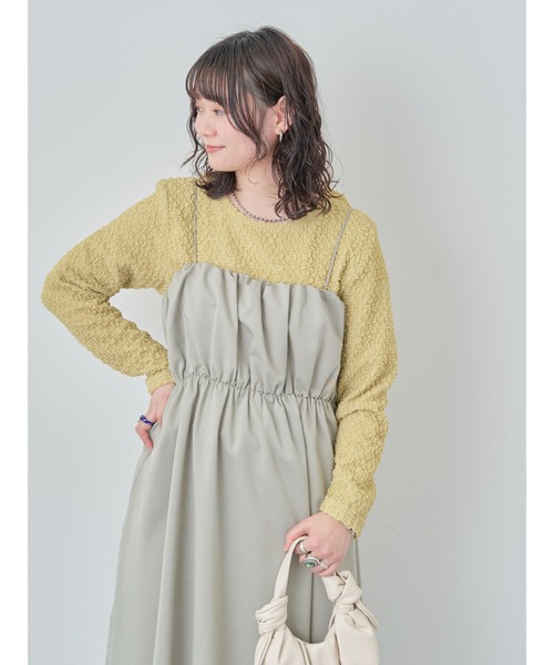 ELENCARE DUE(エレンカーレデュエ)の「・ELENCARE DUE ギャザーキャミワンピース(ワンピース・レディース・ブラック/グレー/カーキ系1・FREE)」の9枚目の写真