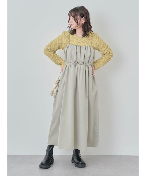 ELENCARE DUE(エレンカーレデュエ)の「・ELENCARE DUE ギャザーキャミワンピース(ワンピース・レディース・ブラック/グレー/カーキ系1・FREE)」の8枚目の写真