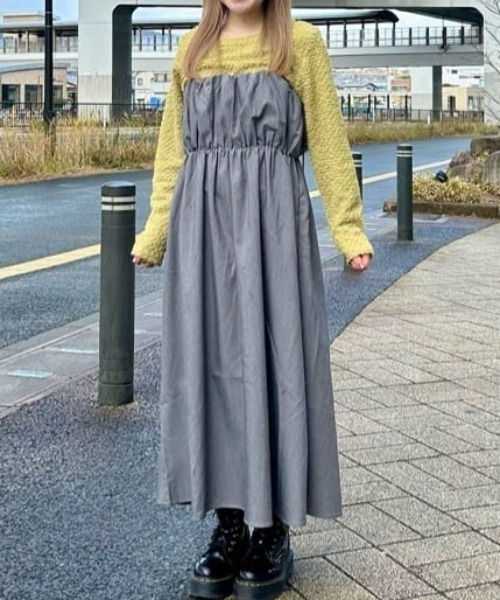 ELENCARE DUE(エレンカーレデュエ)の「・ELENCARE DUE ギャザーキャミワンピース(ワンピース・レディース・ブラック/グレー/カーキ系1・FREE)」の13枚目の写真