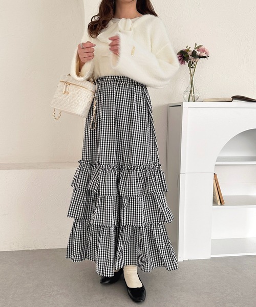 apres jour（アプレジュール）の「ティアードスカート【ZOZOTOWN限定アイテム】（スカート・レディース・ブラック系その他2/オフホワイト/ブラック系その他/ブラック・X-LARGE/フリー）」の9枚目の写真