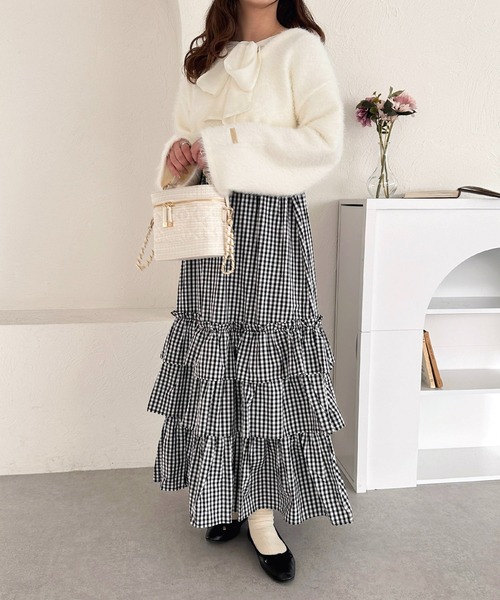 apres jour（アプレジュール）の「ティアードスカート【ZOZOTOWN限定アイテム】（スカート・レディース・ブラック系その他2/オフホワイト/ブラック系その他/ブラック・X-LARGE/フリー）」の8枚目の写真