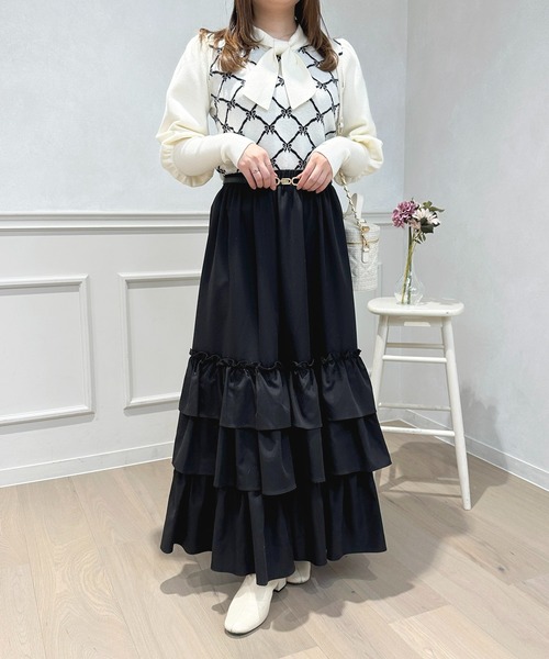 apres jour（アプレジュール）の「ティアードスカート【ZOZOTOWN限定アイテム】（スカート・レディース・ブラック系その他2/オフホワイト/ブラック系その他/ブラック・X-LARGE/フリー）」の10枚目の写真