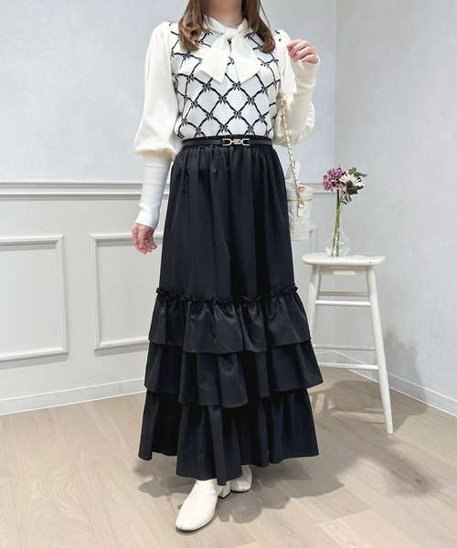 apres jour（アプレジュール）の「ティアードスカート【ZOZOTOWN限定アイテム】（スカート・レディース・ブラック系その他2/オフホワイト/ブラック系その他/ブラック・X-LARGE/フリー）」の15枚目の写真