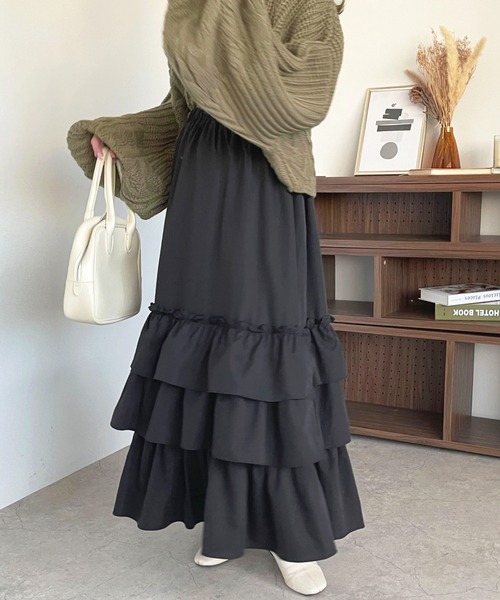 apres jour（アプレジュール）の「ティアードスカート【ZOZOTOWN限定アイテム】（スカート・レディース・ブラック系その他2/オフホワイト/ブラック系その他/ブラック・X-LARGE/フリー）」の20枚目の写真