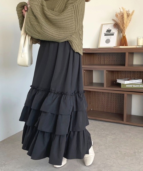 apres jour（アプレジュール）の「ティアードスカート【ZOZOTOWN限定アイテム】（スカート・レディース・ブラック系その他2/オフホワイト/ブラック系その他/ブラック・X-LARGE/フリー）」の16枚目の写真