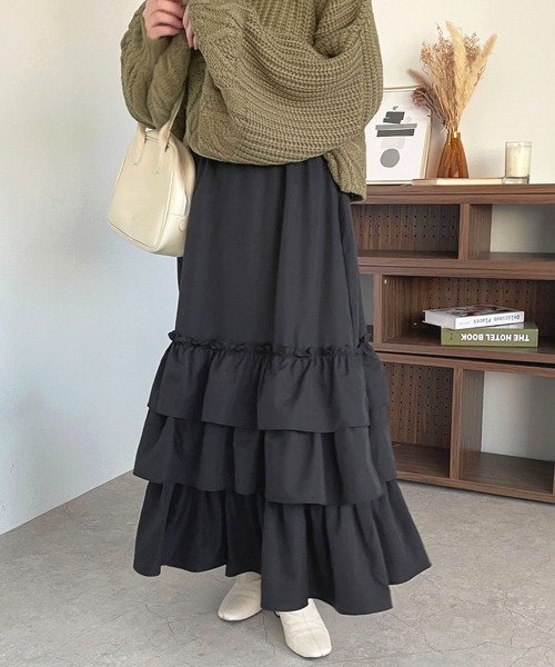 apres jour（アプレジュール）の「ティアードスカート【ZOZOTOWN限定アイテム】（スカート・レディース・ブラック系その他2/オフホワイト/ブラック系その他/ブラック・X-LARGE/フリー）」の11枚目の写真