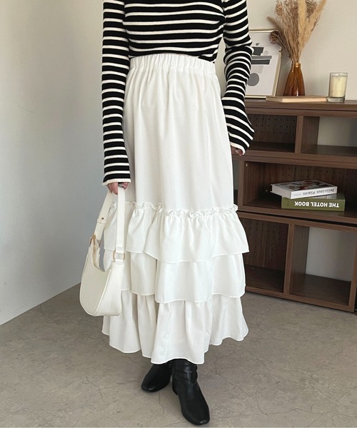 apres jour（アプレジュール）の「ティアードスカート【ZOZOTOWN限定アイテム】（スカート・レディース・ブラック系その他2/オフホワイト/ブラック系その他/ブラック・X-LARGE/フリー）」の18枚目の写真