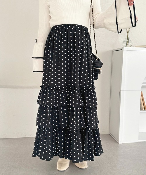 apres jour（アプレジュール）の「ティアードスカート【ZOZOTOWN限定アイテム】（スカート・レディース・ブラック系その他2/オフホワイト/ブラック系その他/ブラック・X-LARGE/フリー）」の14枚目の写真