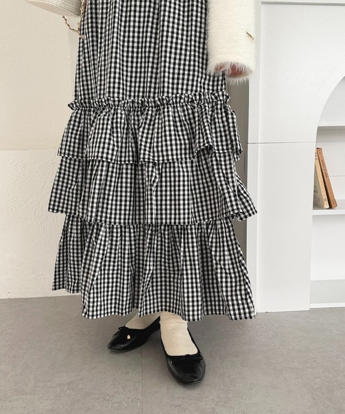 apres jour（アプレジュール）の「ティアードスカート【ZOZOTOWN限定アイテム】（スカート・レディース・ブラック系その他2/オフホワイト/ブラック系その他/ブラック・X-LARGE/フリー）」の7枚目の写真