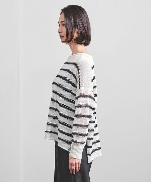【新品未使用】ユナイテッドアローズ ペーパー ニットプルオーバー UNITED ARROWS（ユナイテッドアローズ）の「ペーパー ボーダー