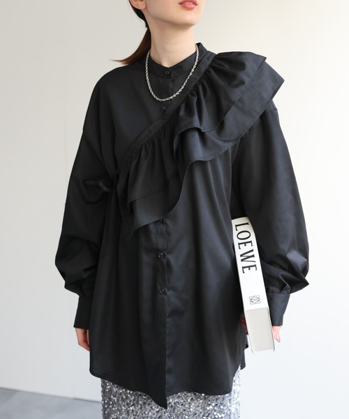 sakishimatokyo(サキシマトーキョー)の「【3WAY】フリルサッシュ付きブロードシャツ/ブラウス/リボン(シャツ/ブラウス・レディース・ブルー/オフホワイト/ピンク/ブラック・FREE)」の3枚目の写真