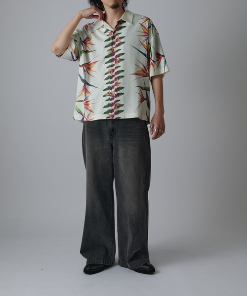 Lui's（ルイス）の「ボタニカルプリント半袖シャツ（シャツ/ブラウス・メンズ・ブラック系その他/ホワイト/ブラック・S/M）」の13枚目の写真