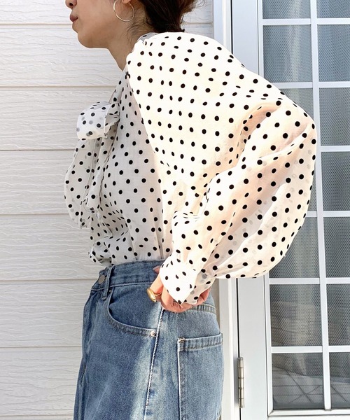 Q(キュー)の「ドットタイブラウス(シャツ/ブラウス・レディース・ブラック系/ベージュ系・MEDIUM)」の9枚目の写真