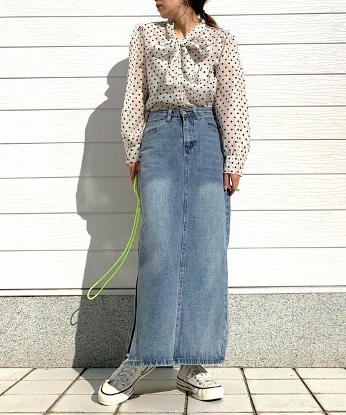 Q(キュー)の「ドットタイブラウス(シャツ/ブラウス・レディース・ブラック系/ベージュ系・MEDIUM)」の6枚目の写真