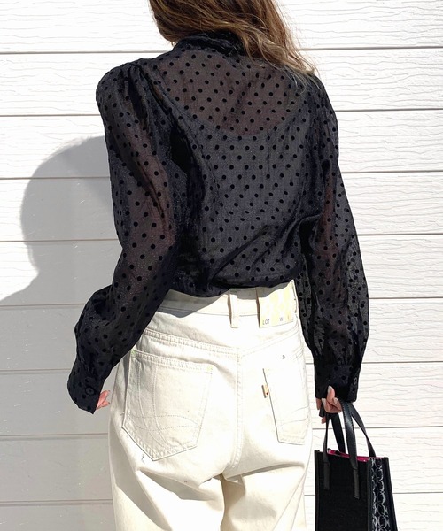 Q(キュー)の「ドットタイブラウス(シャツ/ブラウス・レディース・ブラック系/ベージュ系・MEDIUM)」の13枚目の写真