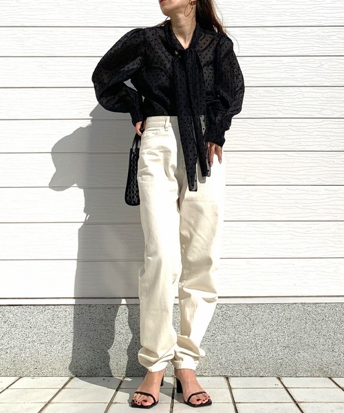 Q(キュー)の「ドットタイブラウス(シャツ/ブラウス・レディース・ブラック系/ベージュ系・MEDIUM)」の8枚目の写真