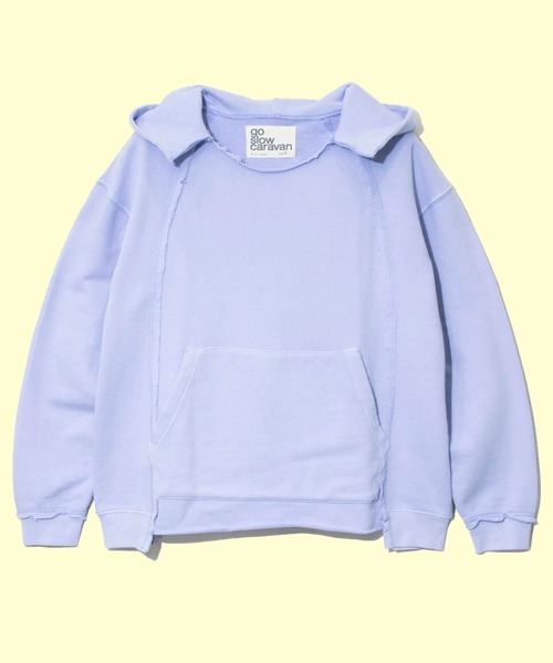 go slow caravan(ゴースローキャラバン)の「UNIQUEインレイ切替フーディーPIGMENT DYE(パーカー・メンズ・ラベンダー/ミント/イエロー・MEDIUM/LARGE/X-LARGE)」の2枚目の写真