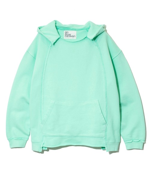 go slow caravan(ゴースローキャラバン)の「UNIQUEインレイ切替フーディーPIGMENT DYE(パーカー・メンズ・ラベンダー/ミント/イエロー・MEDIUM/LARGE/X-LARGE)」の4枚目の写真