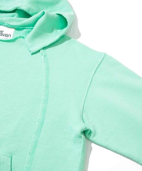 go slow caravan(ゴースローキャラバン)の「UNIQUEインレイ切替フーディーPIGMENT DYE(パーカー・メンズ・ラベンダー/ミント/イエロー・MEDIUM/LARGE/X-LARGE)」の6枚目の写真