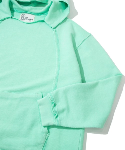 go slow caravan(ゴースローキャラバン)の「UNIQUEインレイ切替フーディーPIGMENT DYE(パーカー・メンズ・ラベンダー/ミント/イエロー・MEDIUM/LARGE/X-LARGE)」の7枚目の写真
