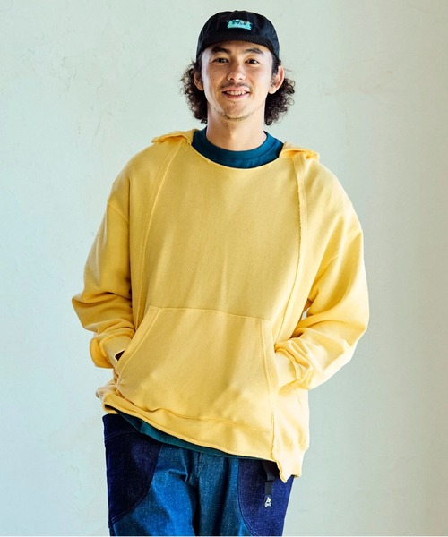 go slow caravan(ゴースローキャラバン)の「UNIQUEインレイ切替フーディーPIGMENT DYE(パーカー・メンズ・ラベンダー/ミント/イエロー・MEDIUM/LARGE/X-LARGE)」の14枚目の写真