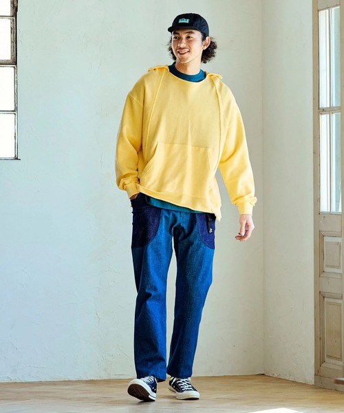 go slow caravan(ゴースローキャラバン)の「UNIQUEインレイ切替フーディーPIGMENT DYE(パーカー・メンズ・ラベンダー/ミント/イエロー・MEDIUM/LARGE/X-LARGE)」の16枚目の写真