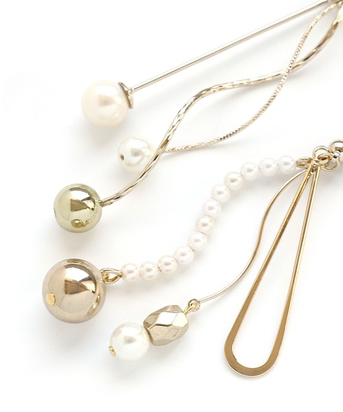 セール】アシンメトリーデコレーションピアス（ピアス（両耳用