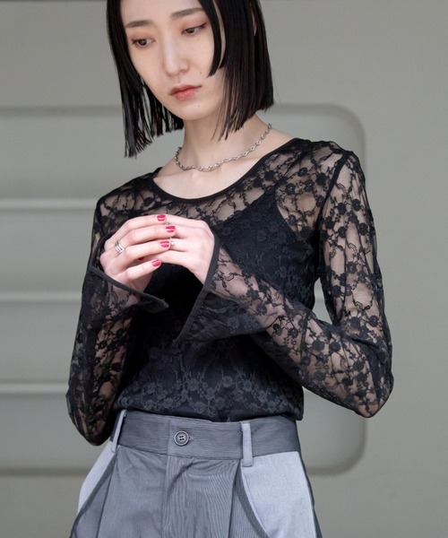 VACANCY（ヴァカンシー）の「フラワーレースシアートップス（Tシャツ