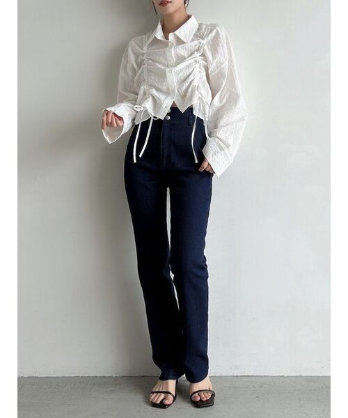 dazzlin（ダズリン）の「【WEB限定】コットンシャーリングシャツ（シャツ/ブラウス・レディース・オフホワイト/ブラック・FREE）」の7枚目の写真