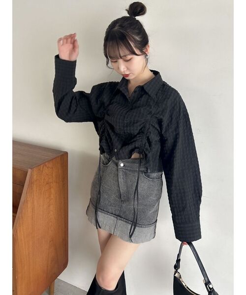 dazzlin（ダズリン）の「【WEB限定】コットンシャーリングシャツ（シャツ/ブラウス・レディース・オフホワイト/ブラック・FREE）」の11枚目の写真