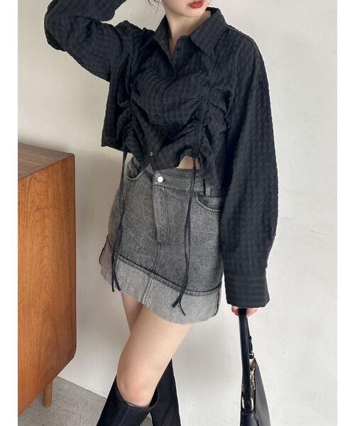 dazzlin（ダズリン）の「【WEB限定】コットンシャーリングシャツ（シャツ/ブラウス・レディース・オフホワイト/ブラック・FREE）」の12枚目の写真