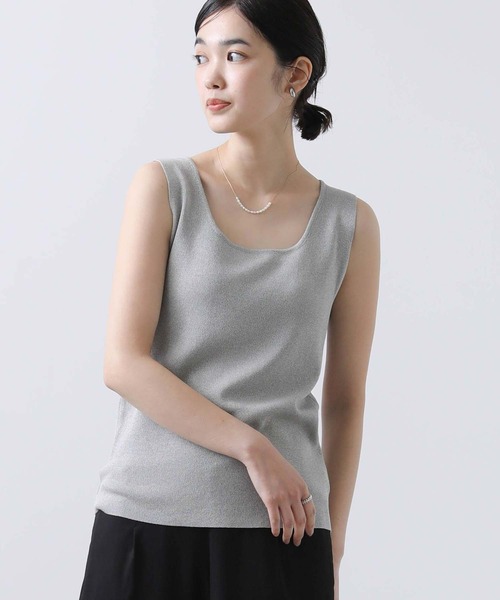 CLOCHE（クロシェ）の「スクエアニットタンクトップ（タンクトップ・レディース・グリーン/トップグレー・FREE）」の6枚目の写真