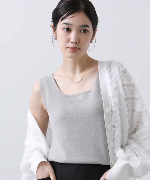 CLOCHE（クロシェ）の「スクエアニットタンクトップ（タンクトップ・レディース・グリーン/トップグレー・FREE）」の9枚目の写真