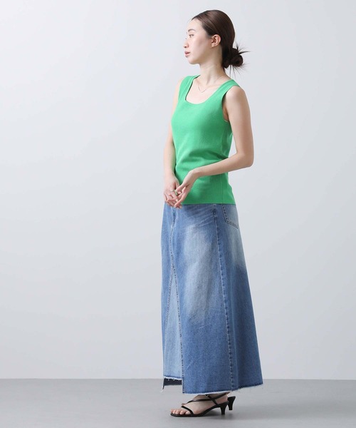 CLOCHE（クロシェ）の「スクエアニットタンクトップ（タンクトップ・レディース・グリーン/トップグレー・FREE）」の15枚目の写真