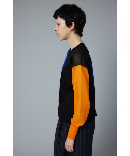 HeRIN.CYE（ヘリンドットサイ）の「Asymmetry color cardigan　アシンメトリーカラーカーディガン（カーディガン/ボレロ・レディース・ブルー/レッド/ネイビー・FREE）」の9枚目の写真