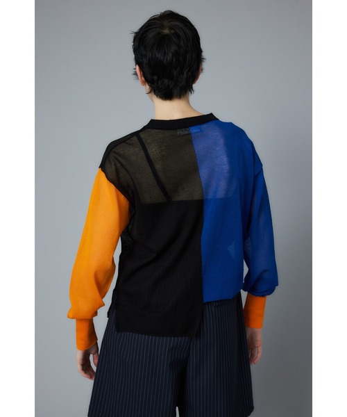 HeRIN.CYE（ヘリンドットサイ）の「Asymmetry color cardigan　アシンメトリーカラーカーディガン（カーディガン/ボレロ・レディース・ブルー/レッド/ネイビー・FREE）」の8枚目の写真