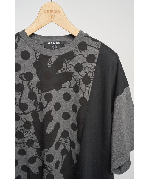 GOMME HOMME(ゴムオム)の「ドット&ダイナソーP天竺 切替ワイドT(Tシャツ/カットソー・メンズ・ブラック×グレー・MEDIUM)」の5枚目の写真